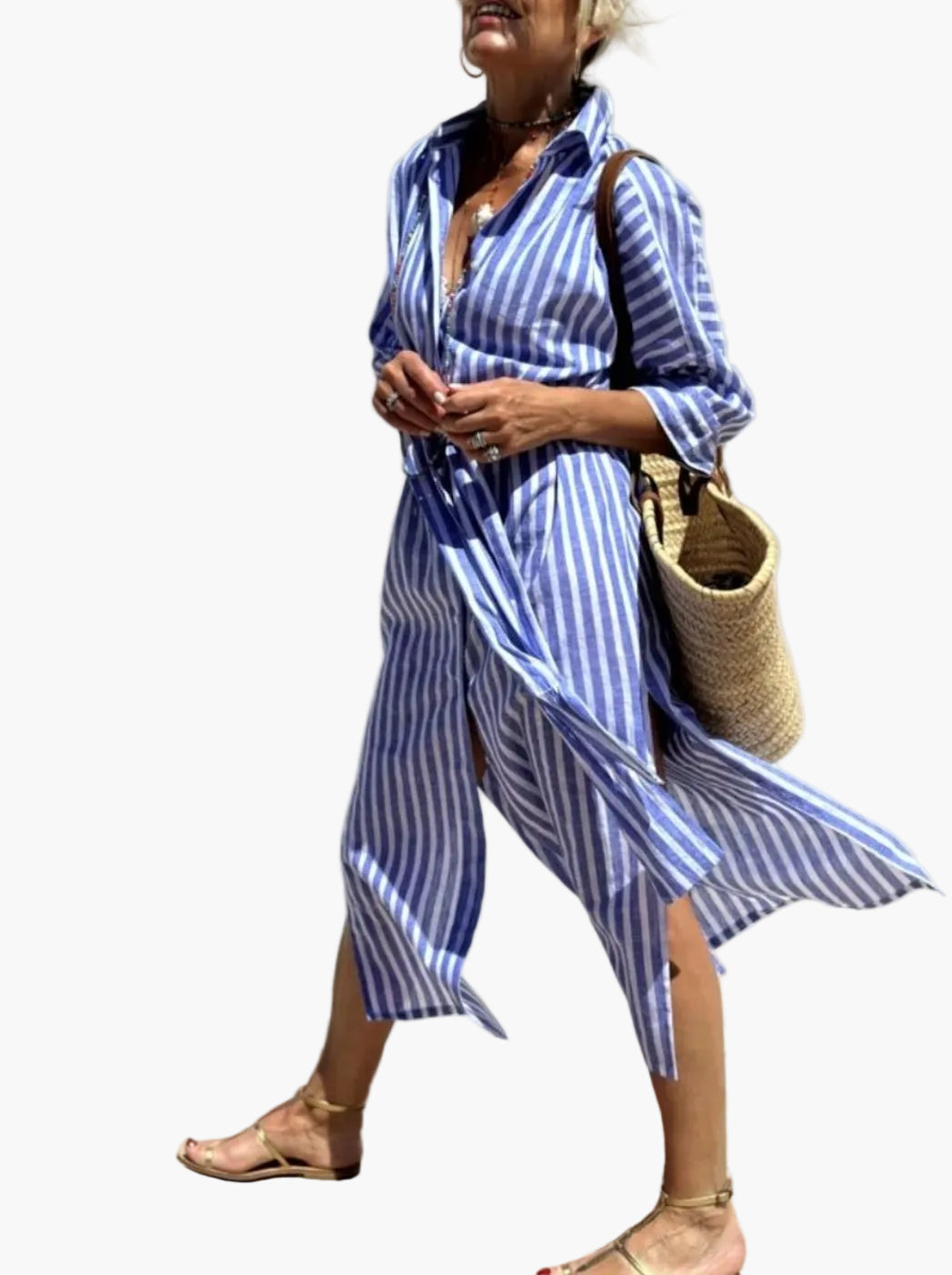 Damen Hemdblusenkleid mit Streifen – Zeitlose Eleganz für Alltag & Freizeit