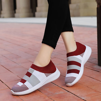 Damen Slip-On Sneaker – Bequeme Freizeitschuhe mit modernem Muster für Alltag und Spaziergänge