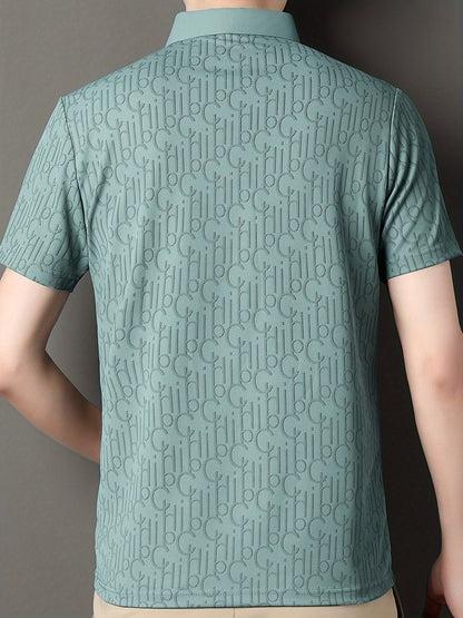 Herren Poloshirt mit modernem Muster und Knopfleiste – Stilvoll für Freizeit & Alltag