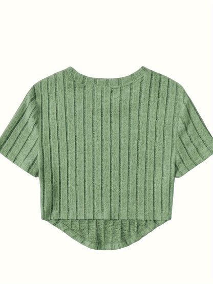 Damen Kurzarm-Ripptop im Casual-Look – Perfekt für Freizeit und Alltag