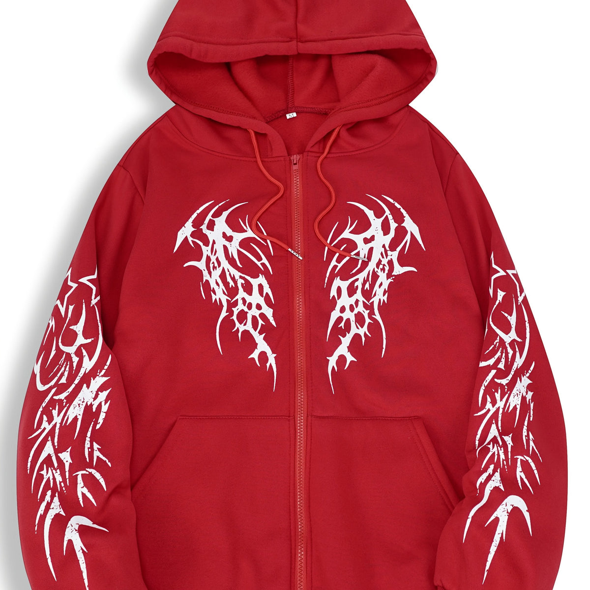 Hoodie mit Reißverschluss, Kapuze und Tribal-Flügel-Print