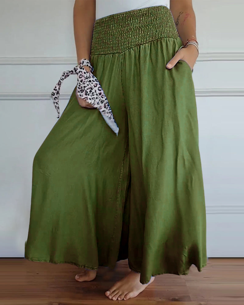 Damen Weite-Hose mit hohem Bund – Lässige elegante Freizeithose, bequemer Alltagsstil