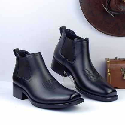 Herren Western Chelsea Stiefel Stiefeletten mit Blockabsatz