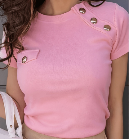 Damen Shirt mit Knopfdetails und modernem Schnitt – Stilvoll und vielseitig für Alltag und Büro