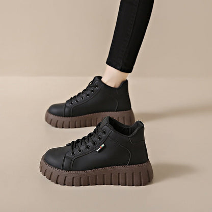 Damen Plateausneaker Schnürschuh mit Profilsohle