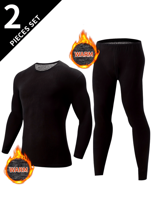 Thermo Unterwäsche Set Herren 2-teilig Langarmshirt & lange Unterhose Basic Warm