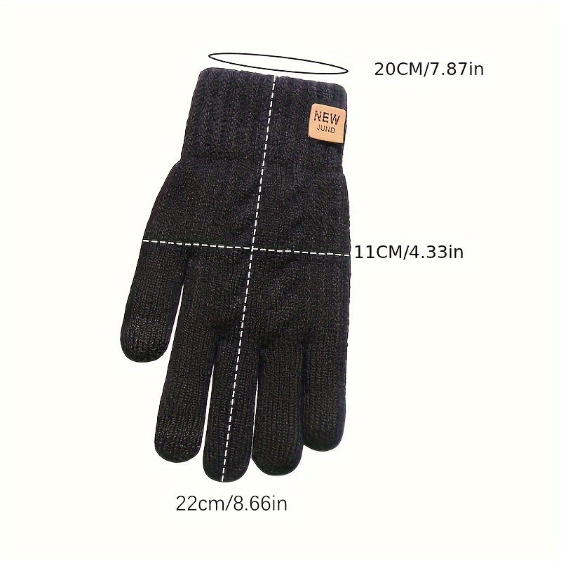 Gestrickte Winterhandschuhe mit Touchscreen-Funktion und Plüschfutter