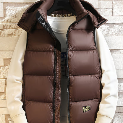 Unisex Steppweste mit Kapuze – Gepolsterte Weste in Braun