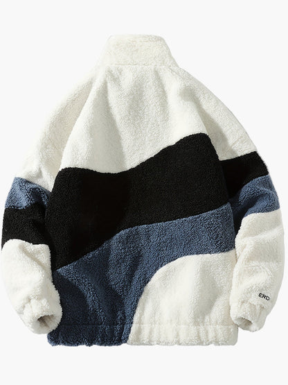 Herren Fleecejacke im Preppy Stil – Weicher Colorblock Softshell für Freizeit & Alltag