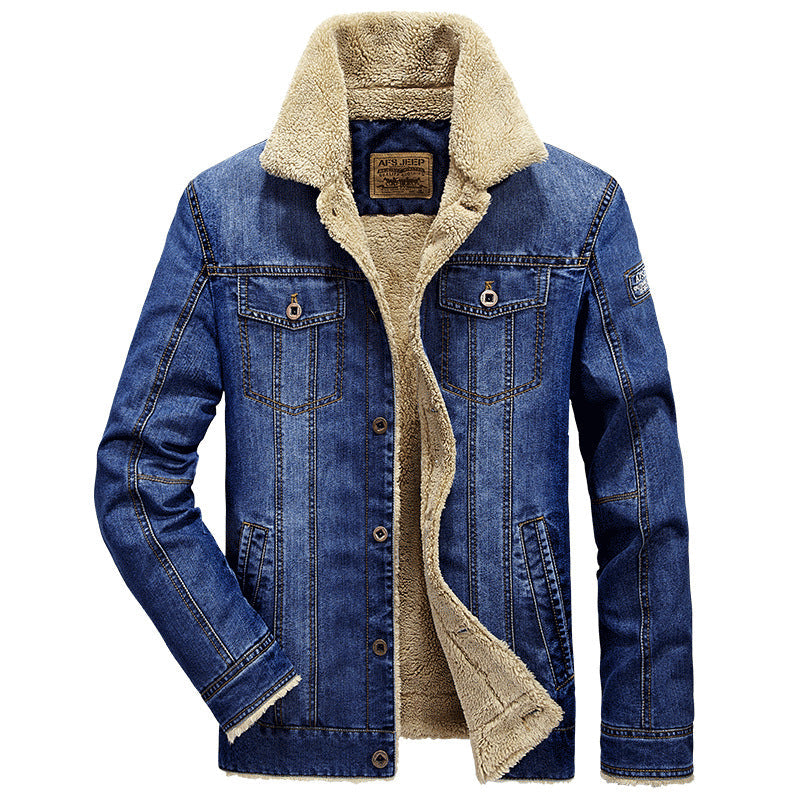 Herren Jeansjacke mit Teddyfutter Dunkelblau