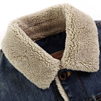 Herren Jeansjacke mit Teddyfutter Dunkelblau