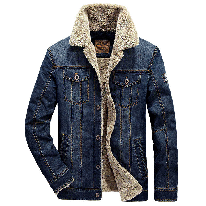Herren Jeansjacke mit Teddyfutter Dunkelblau