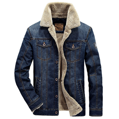 Herren Jeansjacke mit Teddyfutter Dunkelblau
