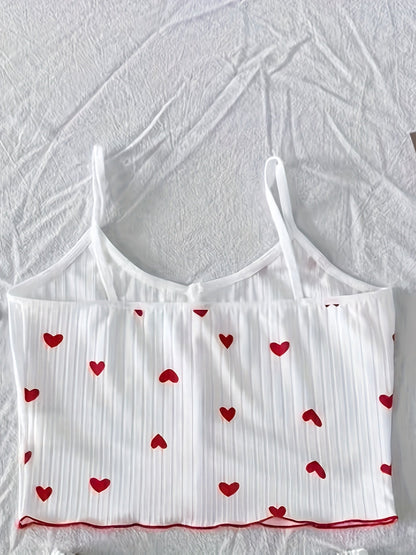 Damen Pyjama Set mit Herzchenmuster – Süßes und Bequemes Schlafanzug-Set für Frauen, Perfekt für den Sommer