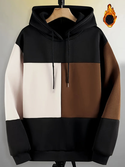 Unisex Kapuzenpullover Blockfarben Design mit Kordelzug Langarm