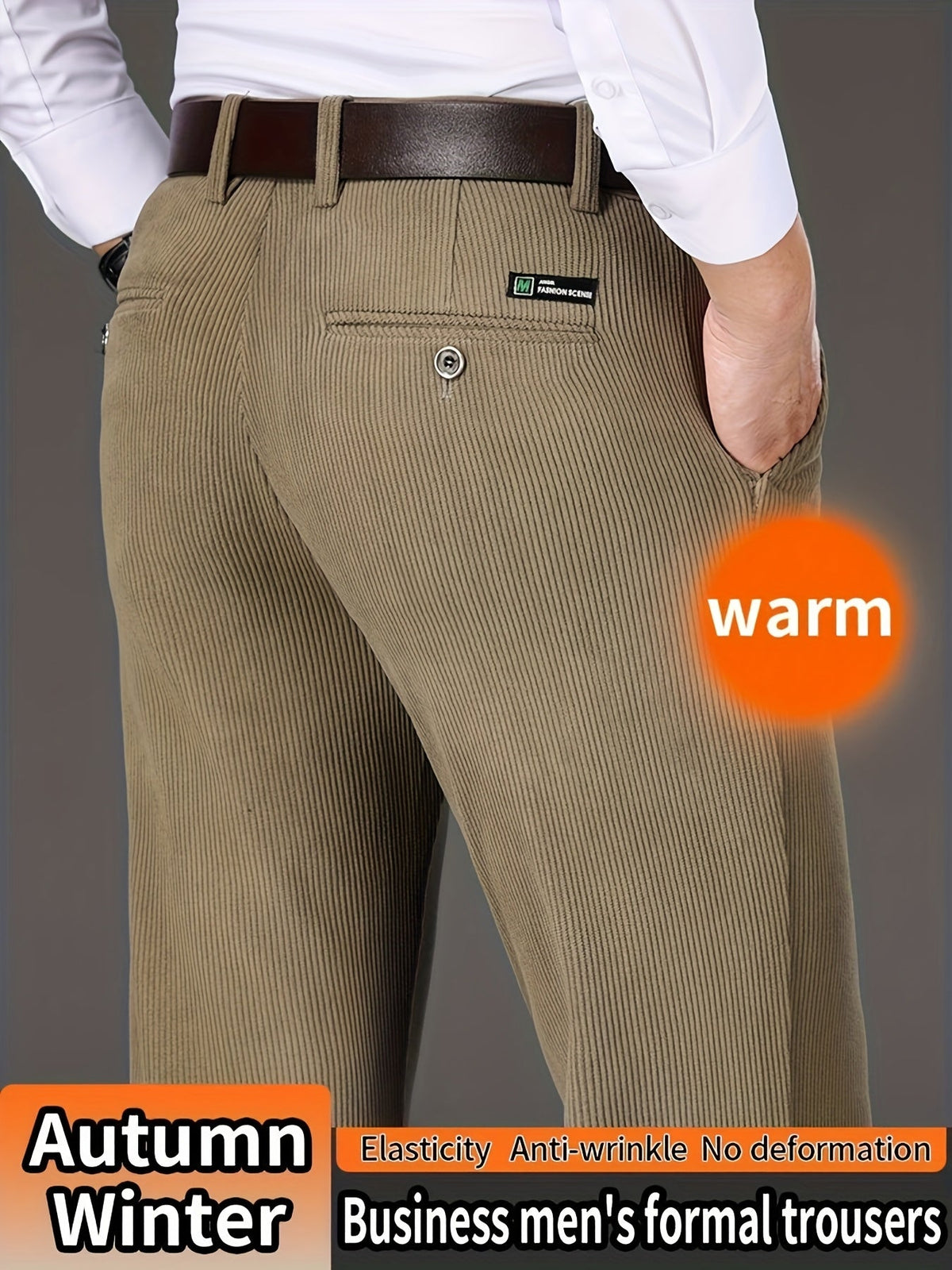 Herren Kordhose, gerade geschnitten, warm, Business Anzughose