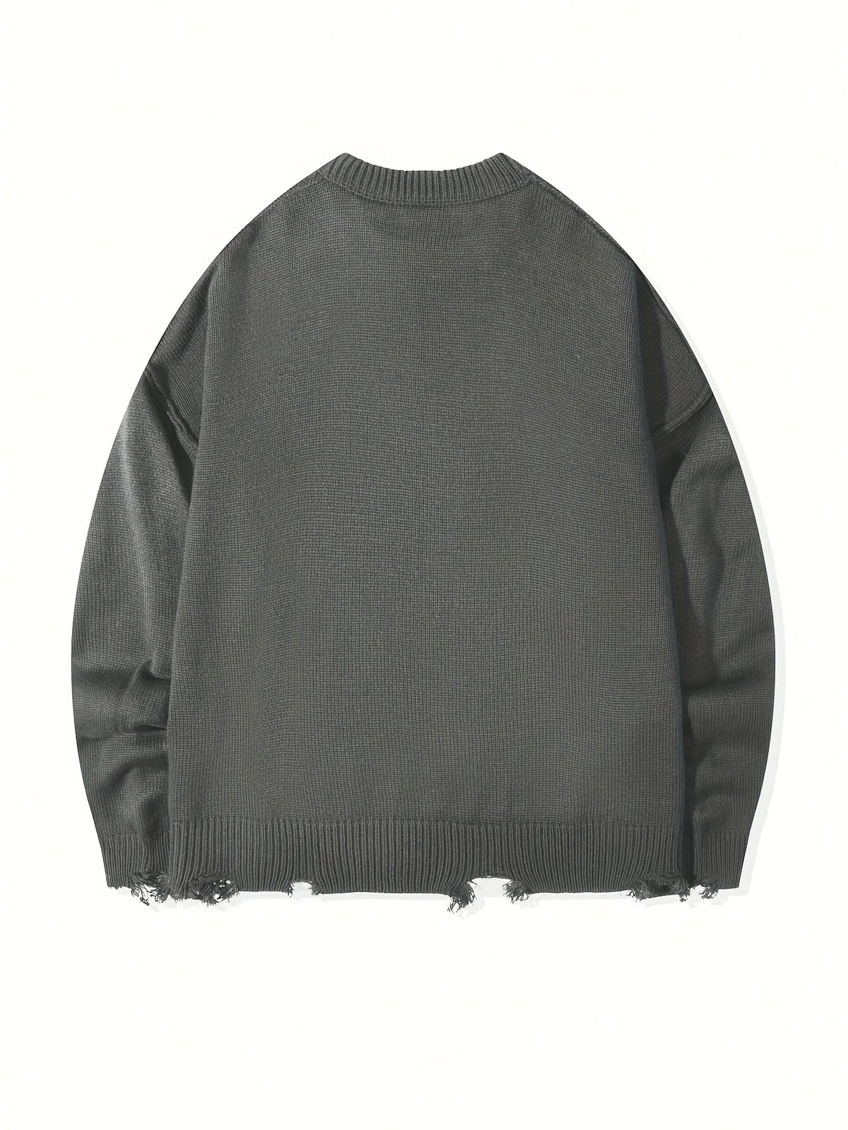 Unisex Distressed Pullover mit Rundhals Ausschnitt und Rippbündchen