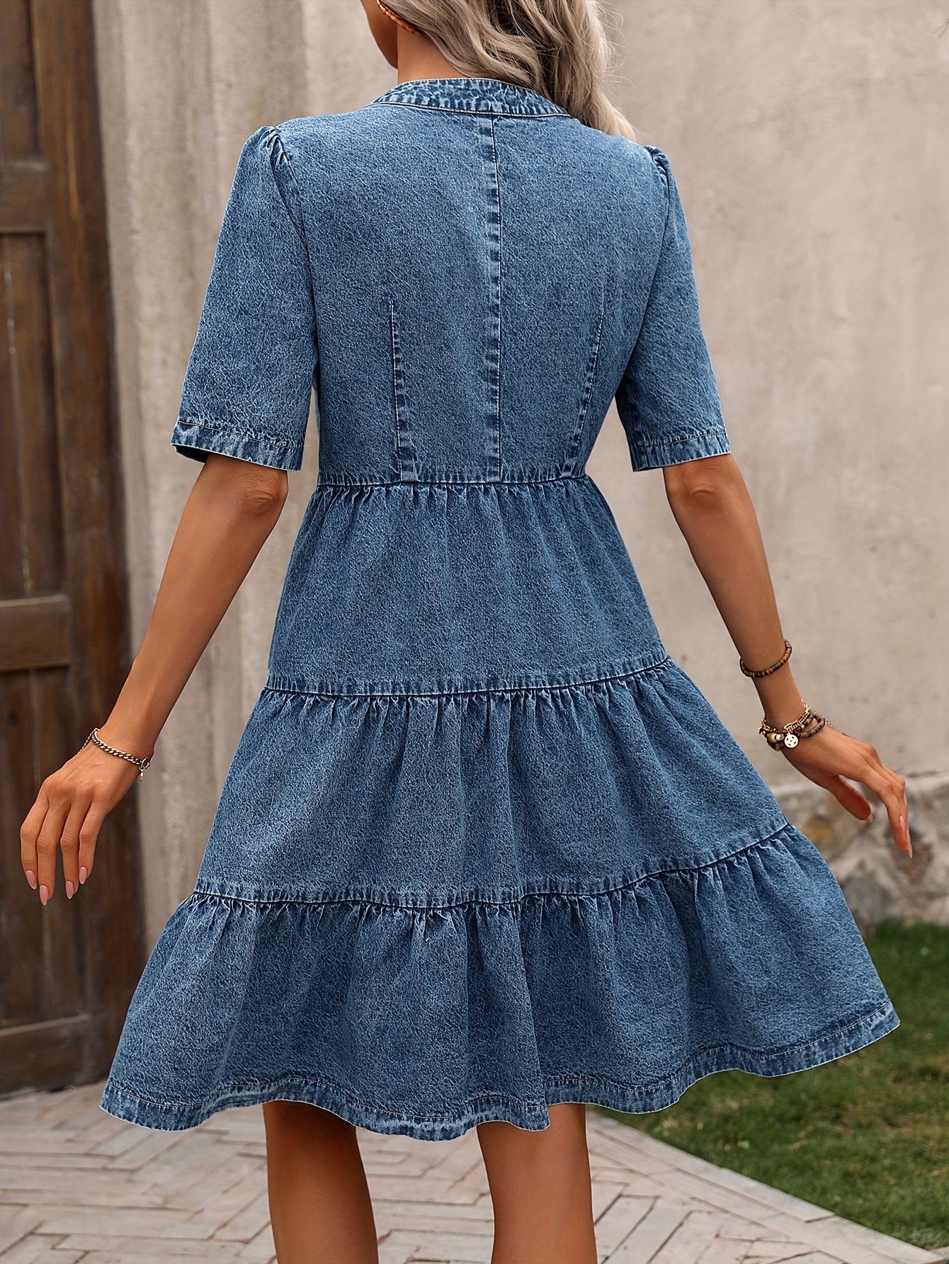 Damen Jeanskleid im Boho-Stil mit Knopfleiste – Freizeit & Sommermode