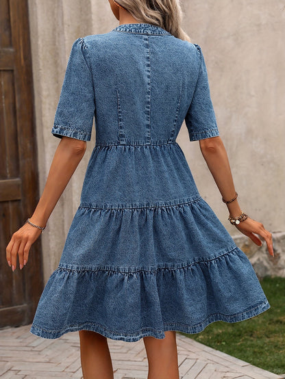 Damen Jeanskleid im Boho-Stil mit Knopfleiste – Freizeit & Sommermode