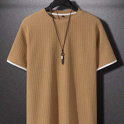 Herren T-Shirt mit Struktur, Modernes Kurzarm Basic, Freizeit & Urban Style