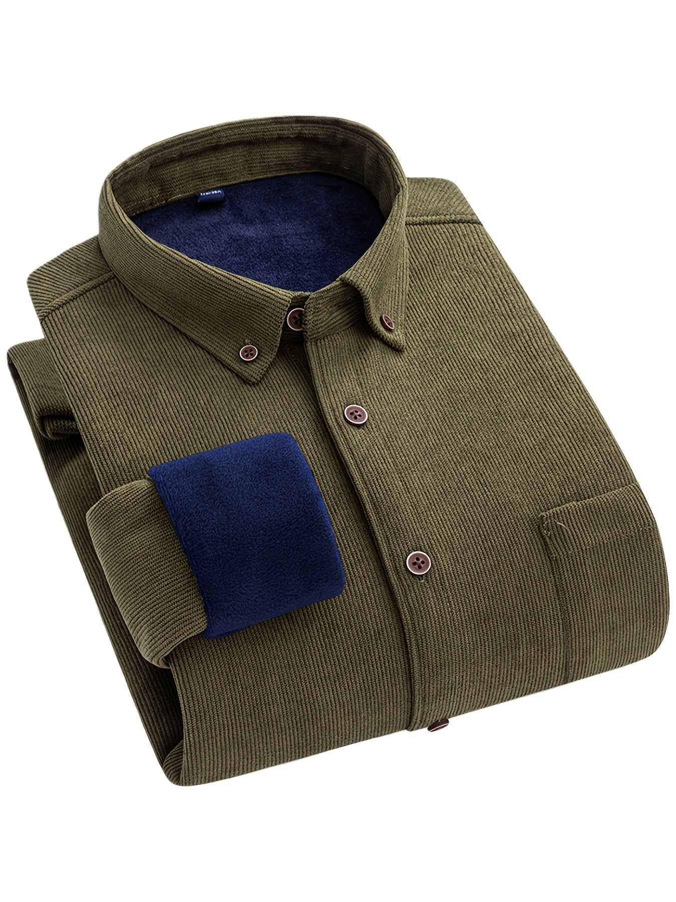 Herren Cordhemd mit Fleecefutter, Langarm, Button-Down-Kragen