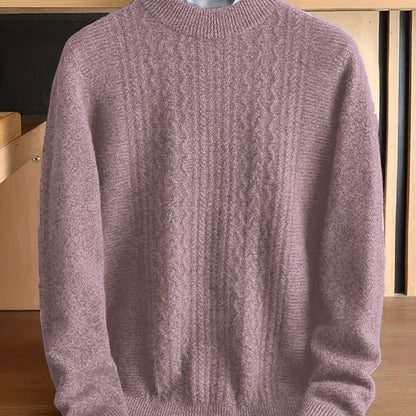Herren Mockneck Pullover Feinstrick Zopfmuster