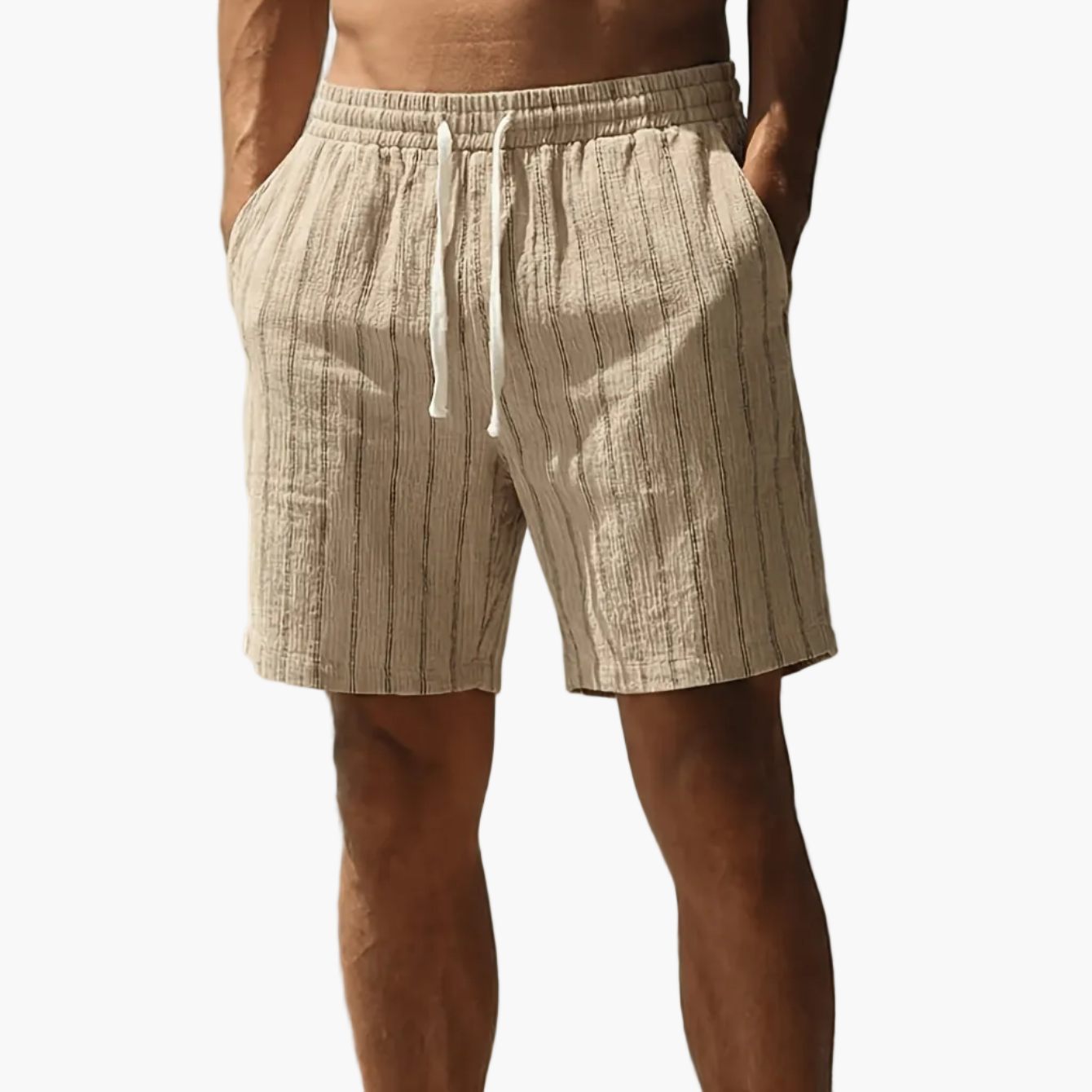 Herren Freizeit-Shorts mit Nadelstreifen und Kordelzug – Stilvolle Sommerhose für Alltag & Sport