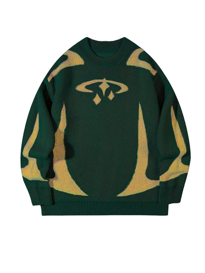 Unisex Strickpullover Rundhalsausschnitt Langarm mit Muster