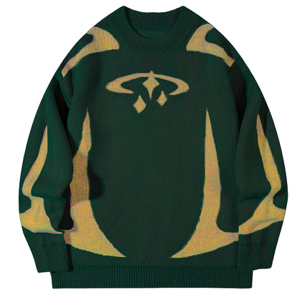Unisex Strickpullover Rundhalsausschnitt Langarm mit Muster