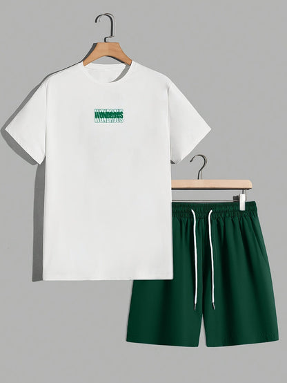 Herren Streetwear Set mit Grafik-T-Shirt und Shorts – Moderner Look, Energetische Typografie, Perfekt für Alltag & Freizeit