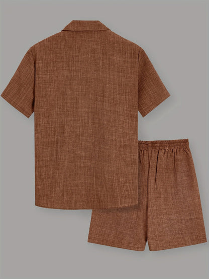 Herren Freizeit Set – Kurzarm Hemd und Shorts, Sommer Outfit, Modern und Bequem