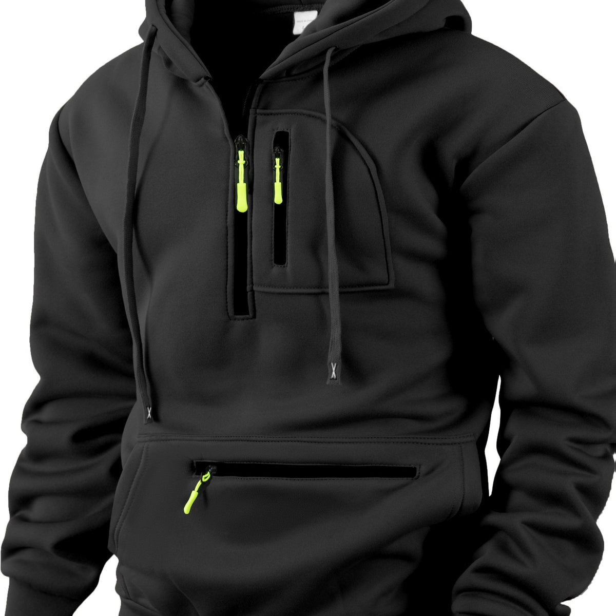 Herren Hoodie mit Reißverschluss, Kängurutasche und Kapuze