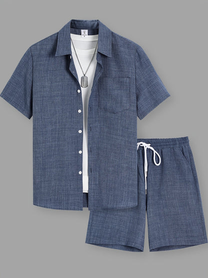 Herren Sommer Freizeit Set – Kurzarm Hemd & Shorts, Modernes 2-teiliges Outfit für Alltag und Urlaub