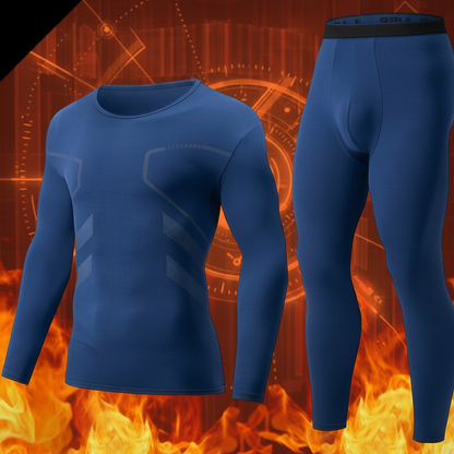 Herren Thermounterwäsche Set Grau Langarmshirt & Hose 2-teilig Warm Enganliegend