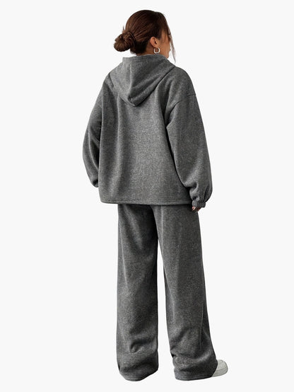 Damen Freizeit Trainingsanzug Set – Bequemer Hoodie und Weite Jogginghose für Alltag & Sport