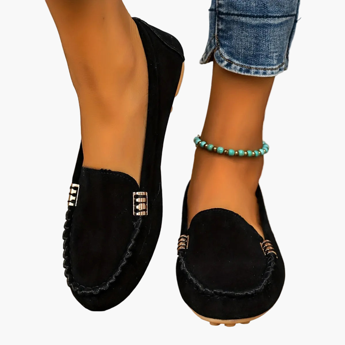 Damen Mokassins Slip-On Bequeme Casual-Loafer Schuhe