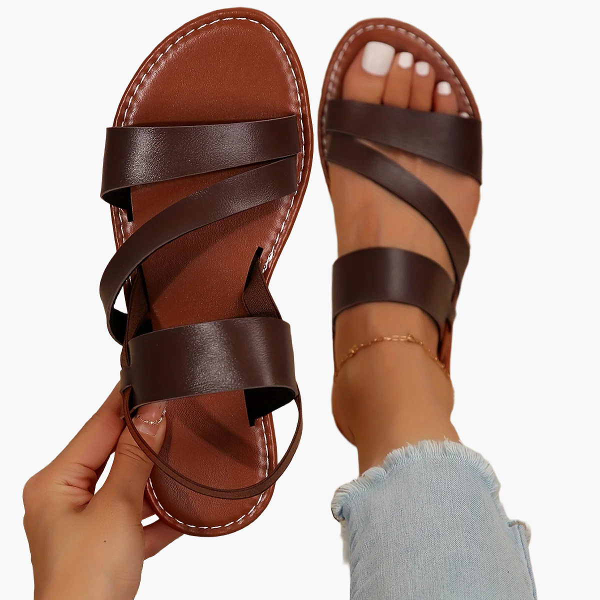 Damen Komfort-Sandalen mit Kreuzriemen – Modische Sommerschuhe für Alltag und Freizeit