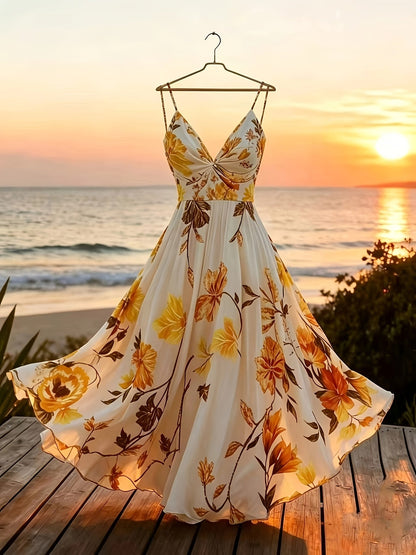 Damen Maxikleid mit romantischem Blumendruck und Eleganz für besondere Anlässe