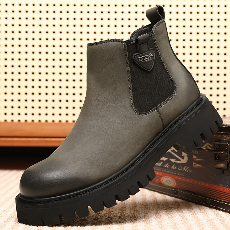 Chunky Chelsea Boots mit Profilsohle für Herren in Schwarz