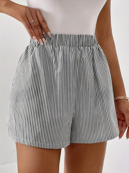 Damen Elegante Gestreifte Shorts für Alltag und Freizeit