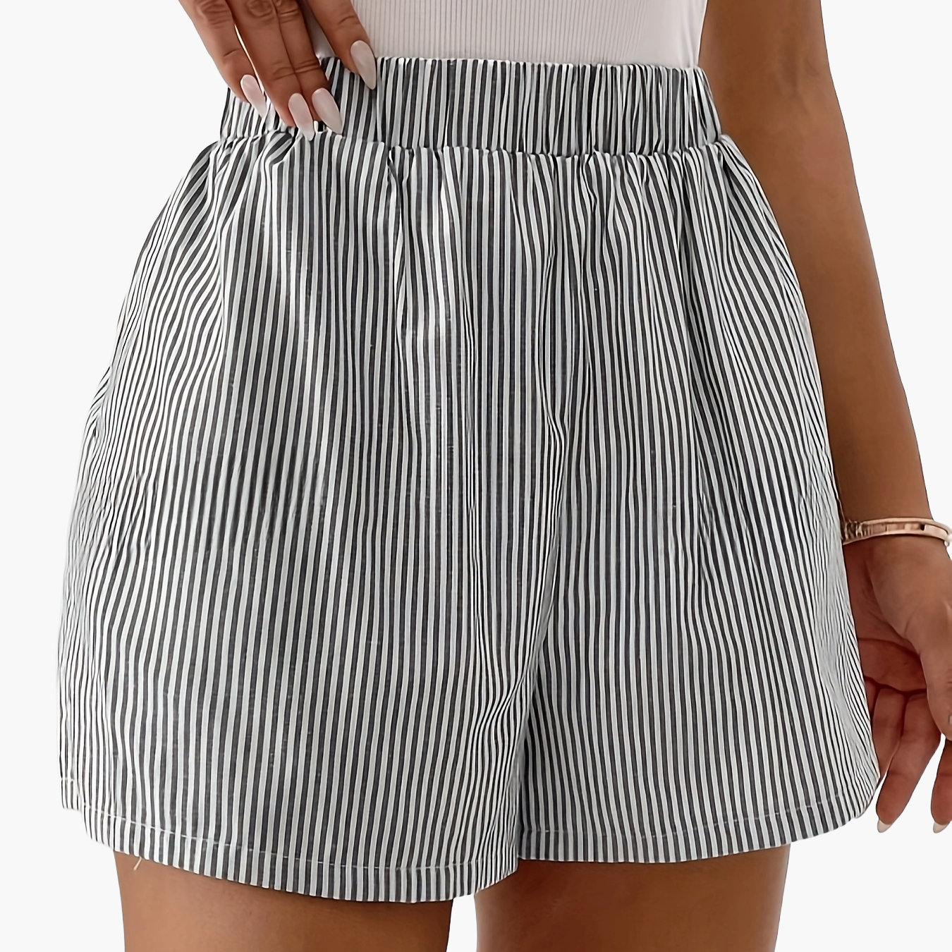 Damen Elegante Gestreifte Shorts für Alltag und Freizeit