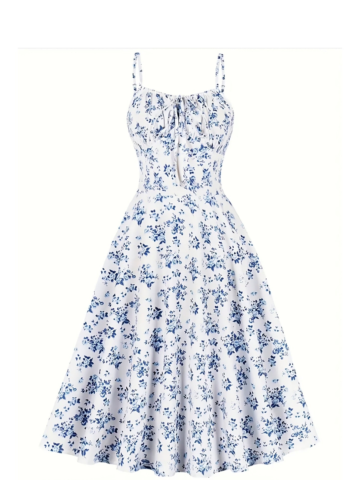 Damen Midikleid mit Blumenmuster und romantischem Schnitt – Perfekt für Sommer, Gartenparty & Brunch