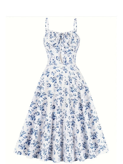 Damen Midikleid mit Blumenmuster und romantischem Schnitt – Perfekt für Sommer, Gartenparty & Brunch