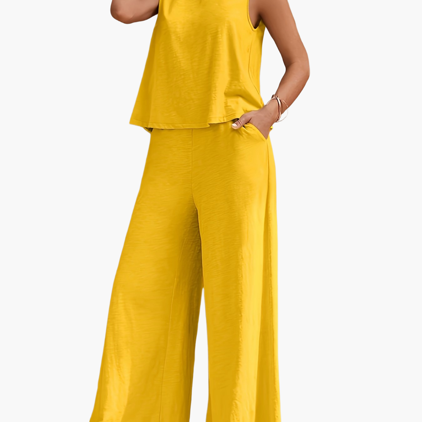 Damen Sommer Zweiteiler Set – Weites Bein & Ärmelloses Top, Lässiger Freizeit-Look