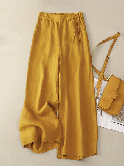 Damen Elegante Weite Freizeithose mit Bindegürtel – Lockerer Business & Alltagsstil