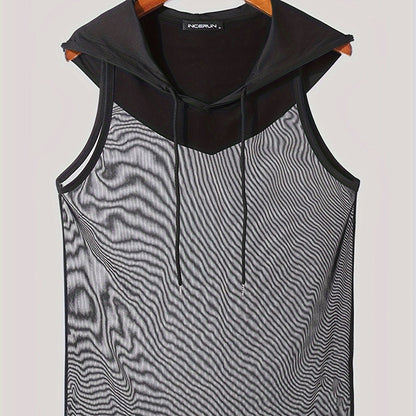 Herren Kapuzen-Sleeveless Tanktop Sportlich Modern Fitness Freizeit