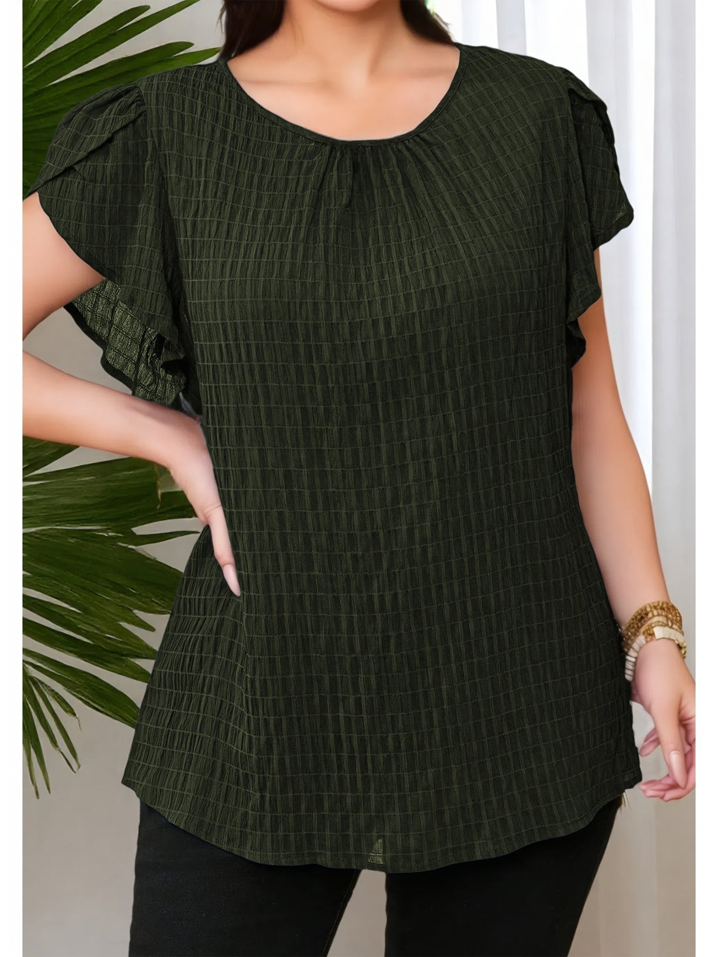 Damen Elegante Bluse mit Rüschenärmeln – Luftiges Oberteil für Alltag & Büro