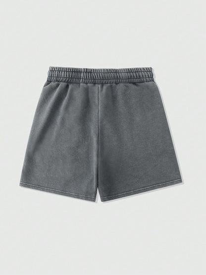 Herren Streetwear Shorts mit „Hustle“-Print – Lässige Freizeithose mit Kordelzug