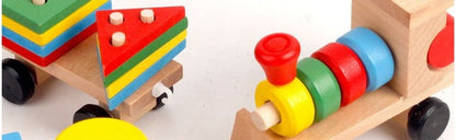 Holz Lernspielzeug Zug für Kinder – Stapelbares Sortierspiel ab 1 Jahr