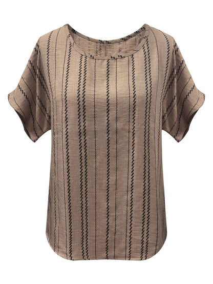 Damen Boho Casual Bluse mit Muster – Weit geschnitten, Kurzarm, Perfekt für Alltag und Freizeit